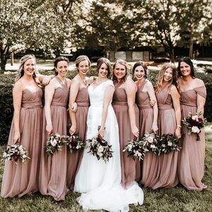 Dusty pink wrap around bridesmaid dress